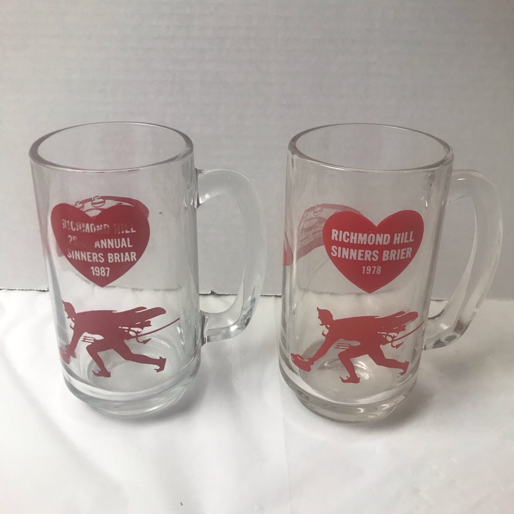 Set Of Richmond Hill Sinners Brier Disc Golf Beer Mugs 1978 & 1987 Devil Kitsch